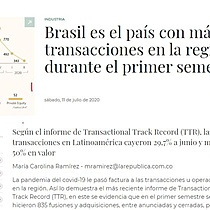 Brasil y Mxico lideran mercado de fusiones y adquisiciones en A. Latina, que cae 30% en el primer semestre